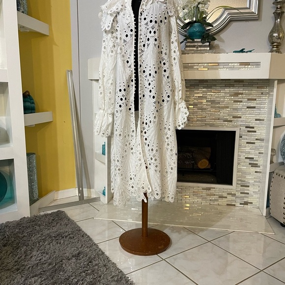 Lace glassy bubble linen wedding ivory gown size XL - Picture 7 of 12